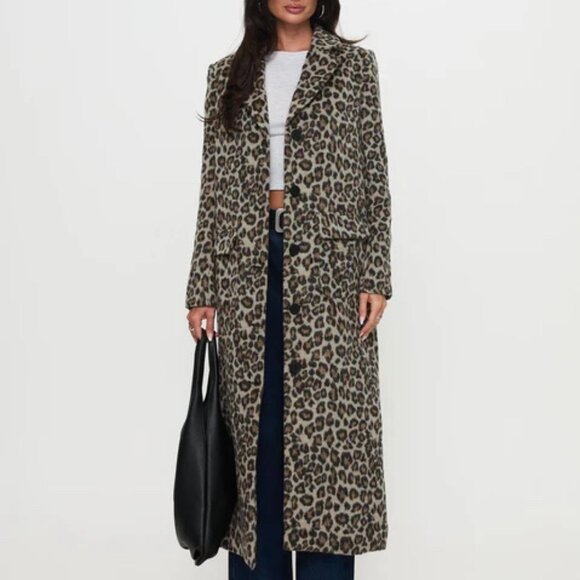PRINCESS POLLY LEOPARD TRENCH COAT - Picture 1 of 4